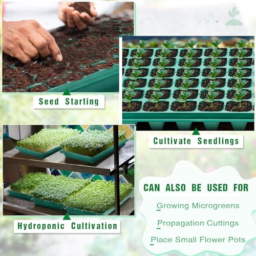 Romooa 10 Pcs Seed Starter Kit 72 Cell Seedling Starting Trays and 1020 Trays No Holes Plant Growing Nursery Pots for Gardening Germination Propagation (Green) - Image 5