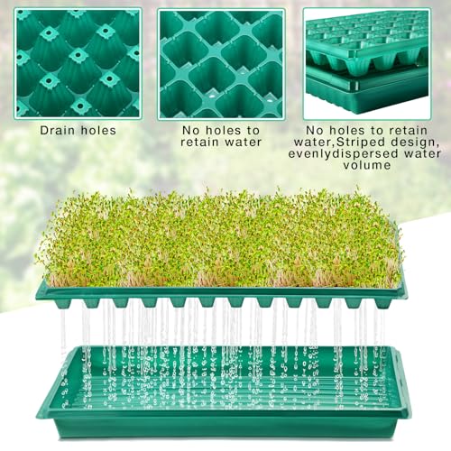 Romooa 10 Pcs Seed Starter Kit 72 Cell Seedling Starting Trays and 1020 Trays No Holes Plant Growing Nursery Pots for Gardening Germination Propagation (Green) - Image 3