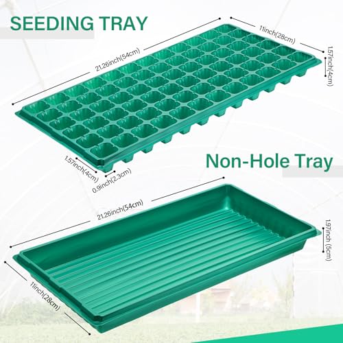Romooa 10 Pcs Seed Starter Kit 72 Cell Seedling Starting Trays and 1020 Trays No Holes Plant Growing Nursery Pots for Gardening Germination Propagation (Green) - Image 2
