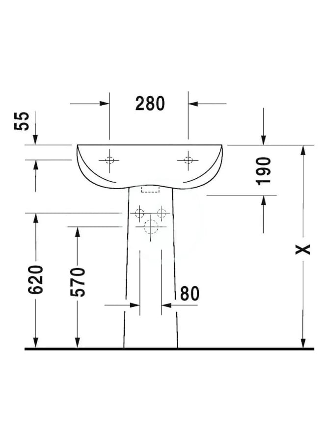 ديورافيت حوض ديورابلس بالفايظ ، بفتحة للخلاط 550*440 مللى ، سيراميك أبيض - Image 2