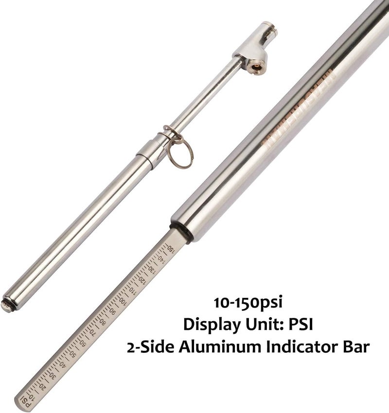 MEASUREMAN Heavy Duty Dual Head Truck Tire Gauge, Solid Brass Body, Aluminum Slide, with Hook, Range 10-150psi (10 Pack) - Image 2