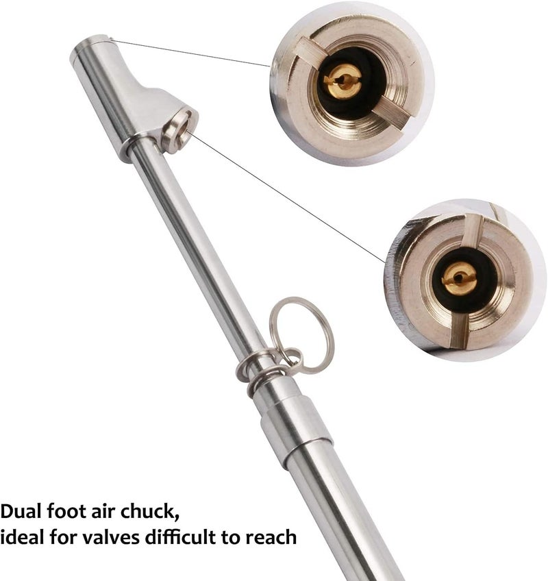 MEASUREMAN Heavy Duty Dual Head Truck Tire Gauge, Solid Brass Body, Aluminum Slide, with Hook, Range 10-150psi (10 Pack) - Image 3
