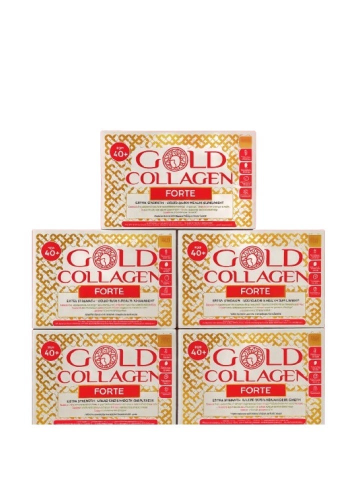 GOLD COLLAGEN FORTE 50-DAY: BEAUTY, ANTI-AGING & SKINCARE SUPPLEMENT - Pack of 5 (Each Pack has 10 bottles of 50ml) - Image 1