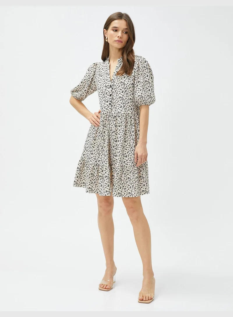 كوتون فستان متوسط الطول بطبعة الزهور