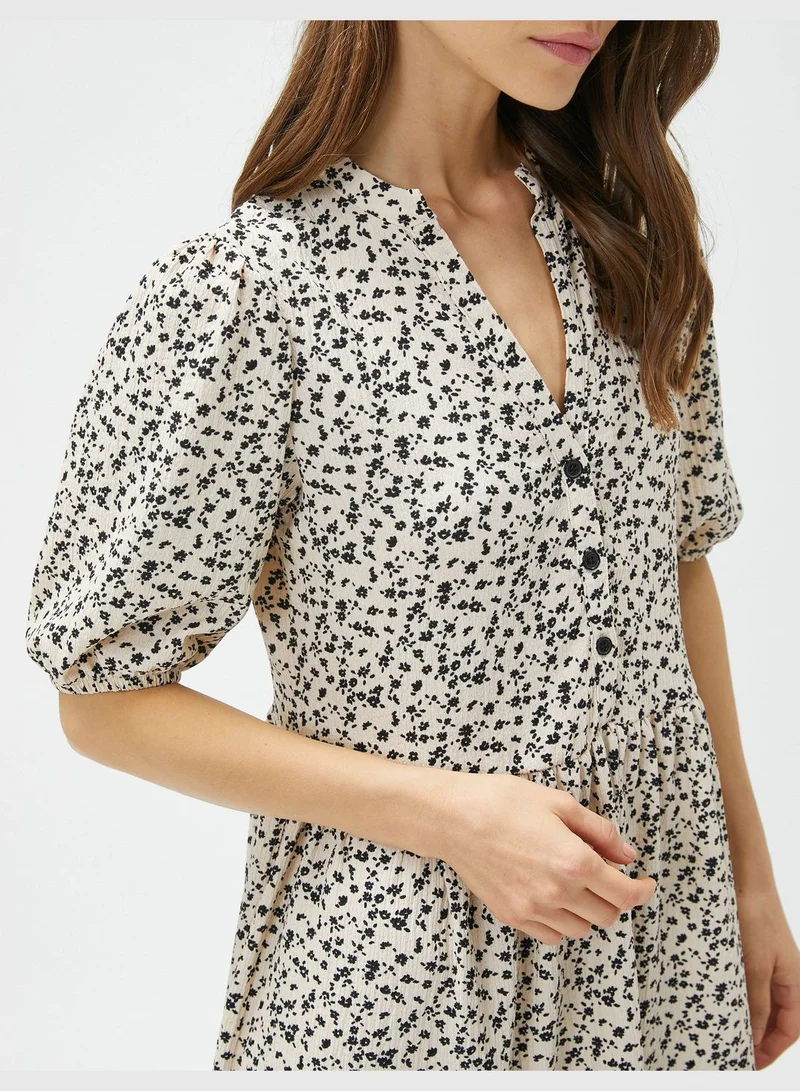 كوتون فستان متوسط الطول بطبعة الزهور