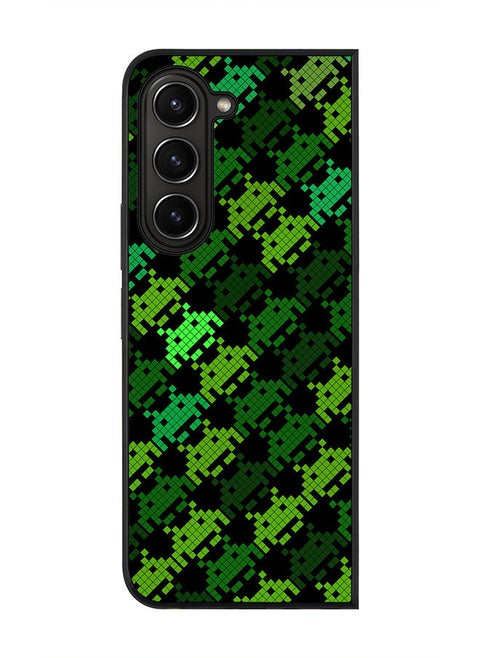 Rugged Black edge case for Samsung Galaxy Z Fold5, Slim fit Soft Case Flexible Rubber Edges Anti Drop TPU Gel Thin Cover -  Invader Matrix