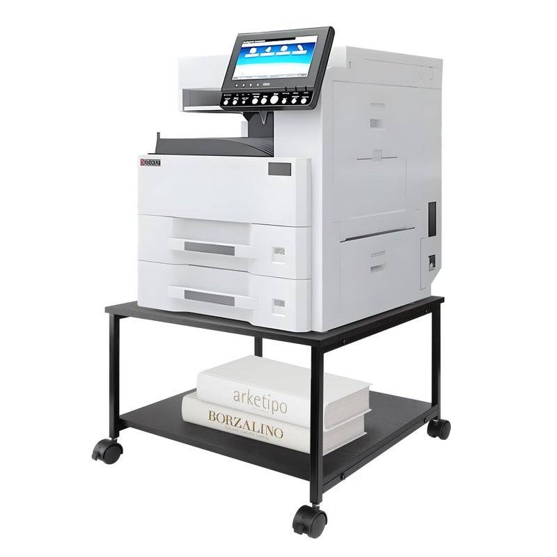 EMERIT 2-Tier Under Desk Printer Stand w/Storage - 19.5x19.5x12.8''Heavy Duty Rolling Cart, Mobile Printer Table with Lockable Wheels for Home Office Organization - Industrial Style - Image 1