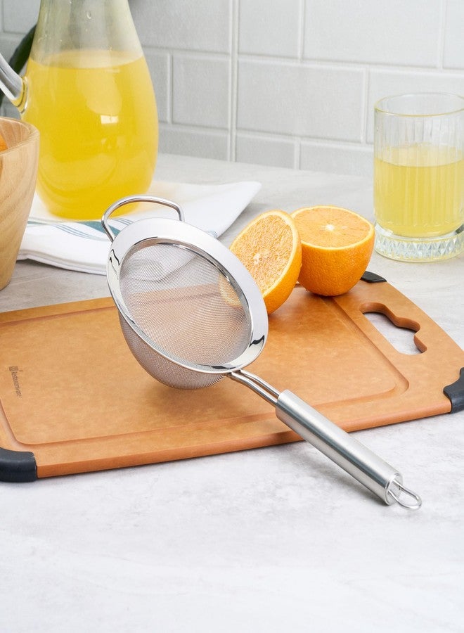 ريستورنت وير مصفاة مطبخ من الفولاذ المقاوم للصدأ مقاس 11.5 بوصة - مصفاة ألمانية قياسية بمقبض مريح، آمنة للغسل في غسالة الأطباق - مصفاة طعام معدنية مقواة للكينوا، الحساء، الصلصات، والمخبوزات - Image 3