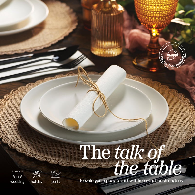 NAPEREE Disposable Cocktail Napkins White Paper  [200 Pack] 10"" x 10"" 2-Ply Quilted White Beverage Napkins For Bar  Cafe  Weddings  Party Or Kitchen - Image 5
