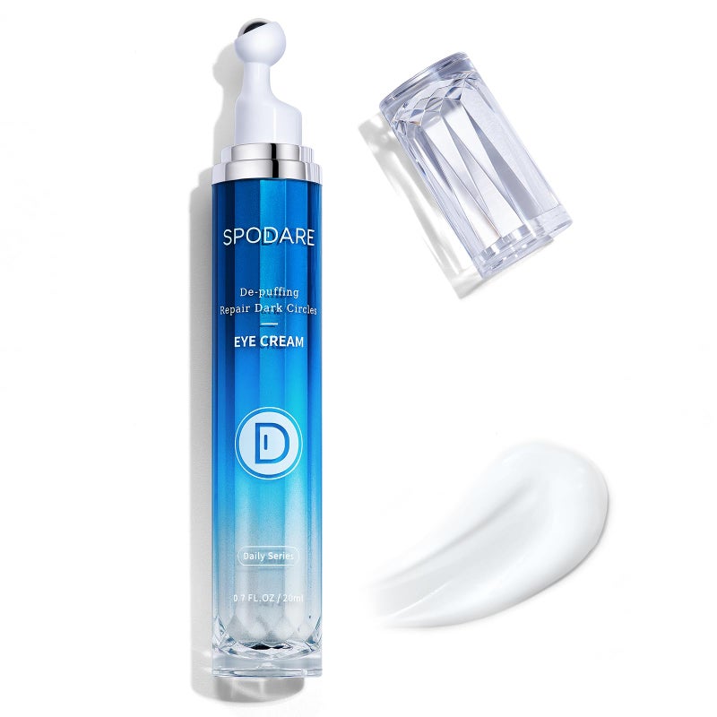 SPODARE Caffeine Eye Cream, Under Eye Cream for Dark Circles, Puffiness & Puffy Bags, Wrinkles Fine Lines, Eye Roller Serum with 360Â° Massage Ball for Women and Men - 0.7 fl. oz - Image 1