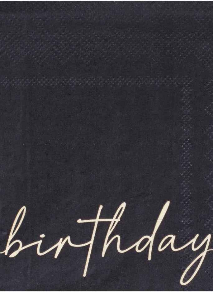 Ginger Ray Ginger Ray Nude & Black Happy Birthday Napkins - Chic Party Tableware  - Image 2