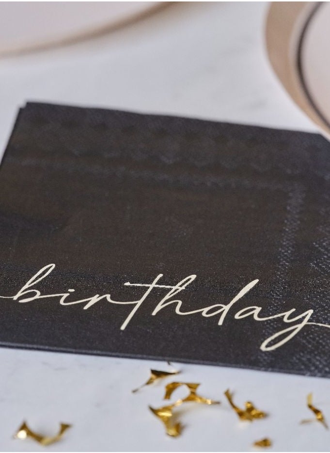 Ginger Ray Ginger Ray Nude & Black Happy Birthday Napkins - Chic Party Tableware  - Image 3