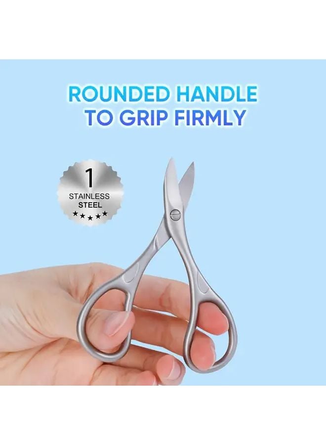 مقص أظافر محترف بشفرة منحنية ومصنوع من الفولاذ المقاوم للصدأ ثقيل الوزن باللون الفضي - Image 3