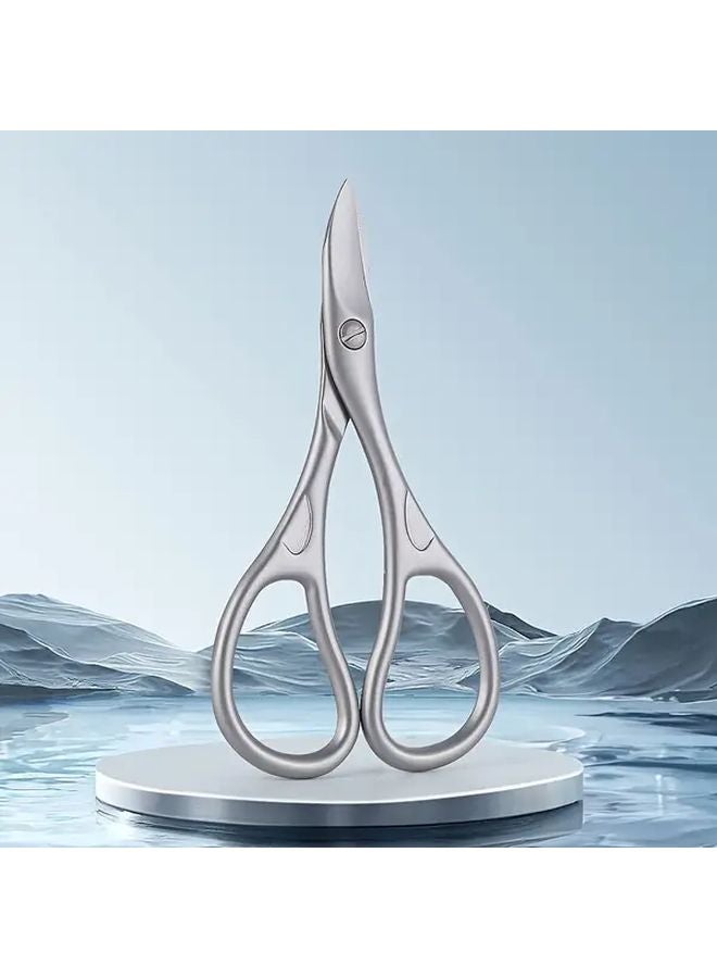 مقص أظافر محترف بشفرة منحنية ومصنوع من الفولاذ المقاوم للصدأ ثقيل الوزن باللون الفضي - Image 1