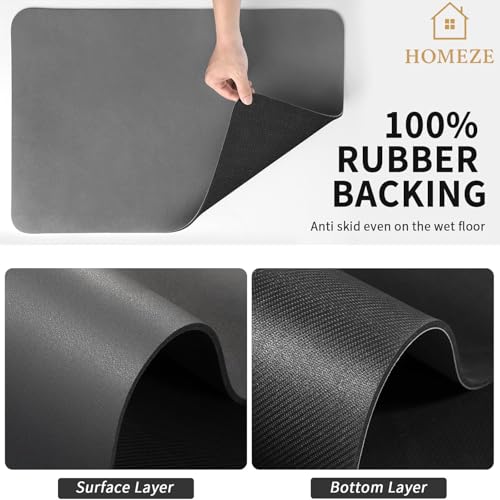 Homeze Large Dish Drying Mat for Kitchen 40x60 cm – Super Water Absorbent Quick Dry Mat for Utensils | Non-Slip Absorbing Rubber Backing Countertop Pad for Dishes, Coffee Station & Multi-Purpose Use - Image 4