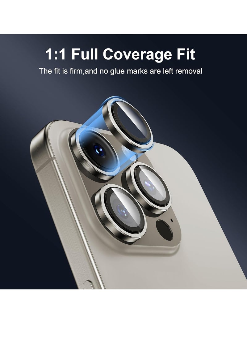 Raxoom Compatible for iPhone 15 Pro Max/iPhone 15 Pro Camera Lens Protector [1:1] Precision Fit&Capture Flawless Shots]Shatterproof 9H Tempered Glass Camera Metal Ring Cover Film, Titanium Gold - Image 3