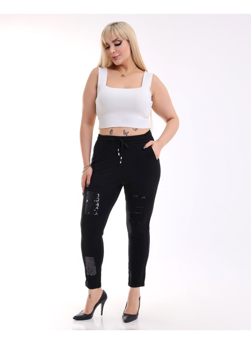 Era Lisa - Plus Size Leggings Trousers with Front Sequin Detail - Image 1