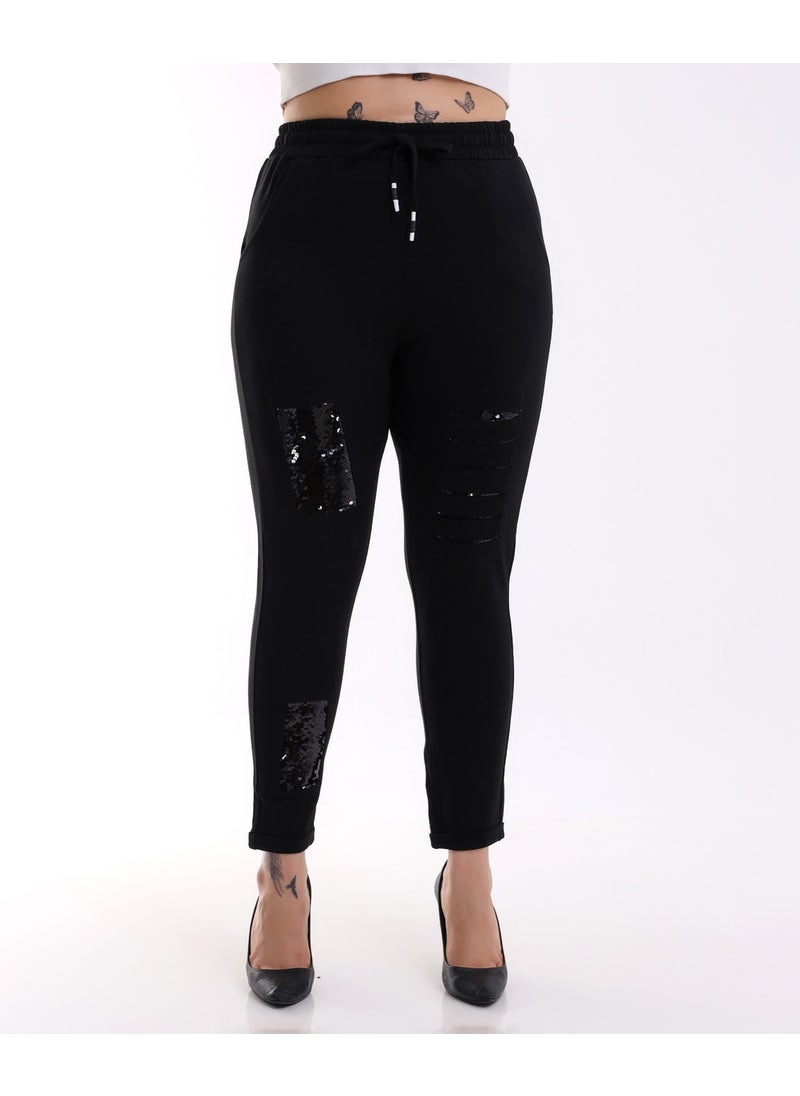 Era Lisa - Plus Size Leggings Trousers with Front Sequin Detail - Image 1