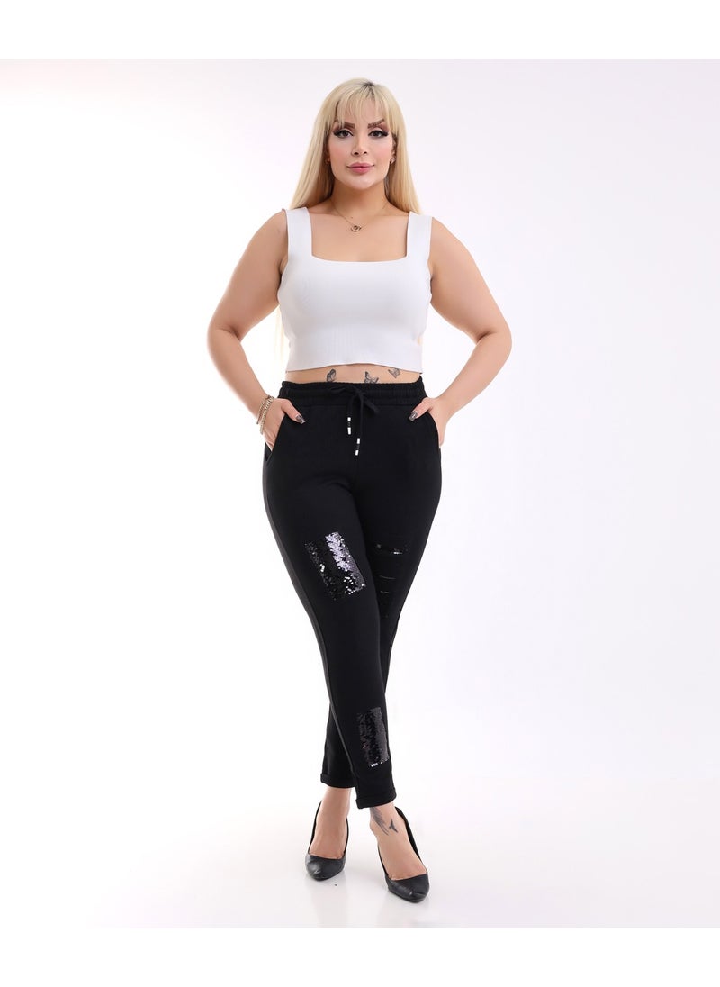 Era Lisa - Plus Size Leggings Trousers with Front Sequin Detail - Image 1