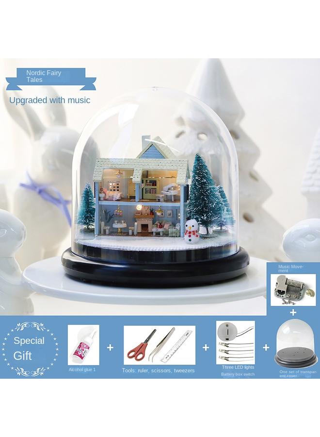 الأزرق جي دبليو منزل فكاهي ديي كوخ يسافر حول نموذج فيلا مجمعة يدوياً ، رجل مبدع يقدم هدية عيد ميلاد أنثى - Image 1