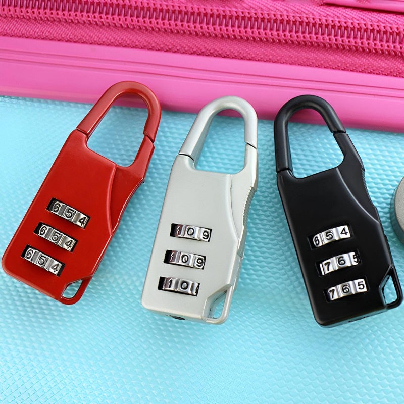 Small Security Lock-3-digit code for reliable on-the-go protection! 3-digit mini digital lock for travel bags, laptop, lockers, and more! (3 pcs) - Image 1