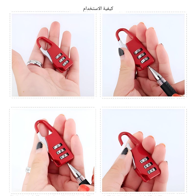 Small Security Lock-3-digit code for reliable on-the-go protection! 3-digit mini digital lock for travel bags, laptop, lockers, and more! (3 pcs) - Image 4
