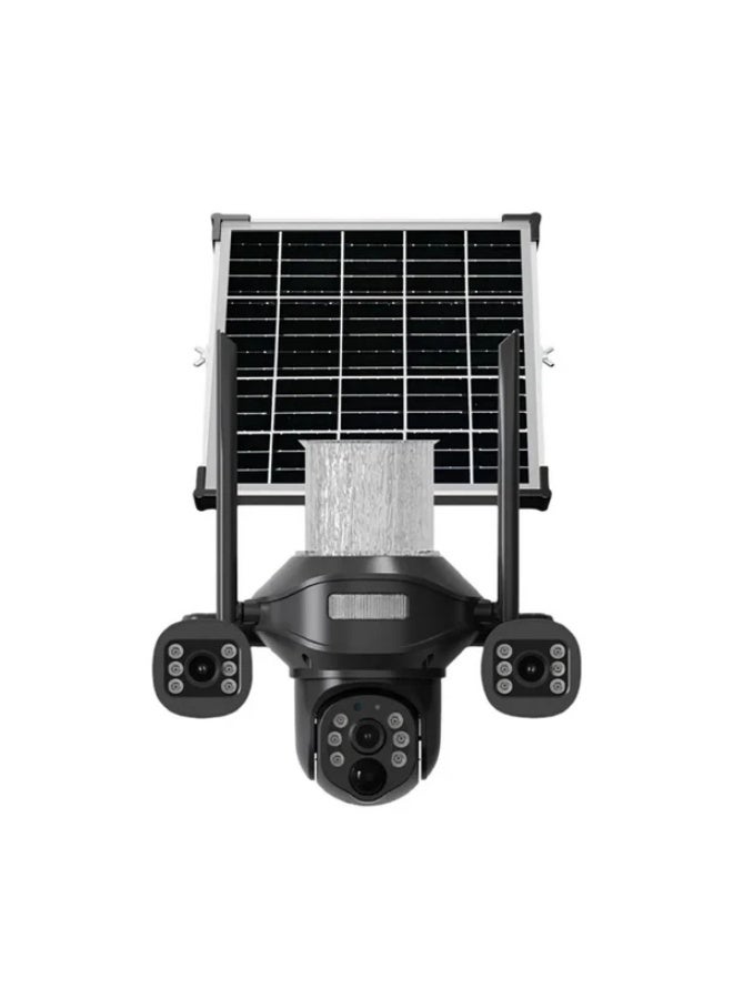 ELTRAZONE Solar Street Light with 3 Head Security Camera – 4G 5MP Dual Lens, Outdoor Waterproof IP65 Security Light, Smart App Control, Night Vision, Two-Way Audio, Motion Detection for Home & Outdoor Areas - Image 1