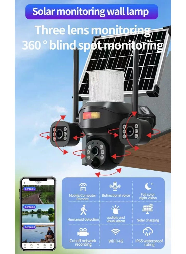 ELTRAZONE Solar Street Light with 3 Head Security Camera – 4G 5MP Dual Lens, Outdoor Waterproof IP65 Security Light, Smart App Control, Night Vision, Two-Way Audio, Motion Detection for Home & Outdoor Areas - Image 3