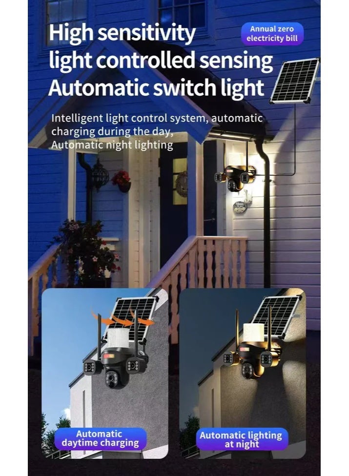 ELTRAZONE Solar Street Light with 3 Head Security Camera – 4G 5MP Dual Lens, Outdoor Waterproof IP65 Security Light, Smart App Control, Night Vision, Two-Way Audio, Motion Detection for Home & Outdoor Areas - Image 4