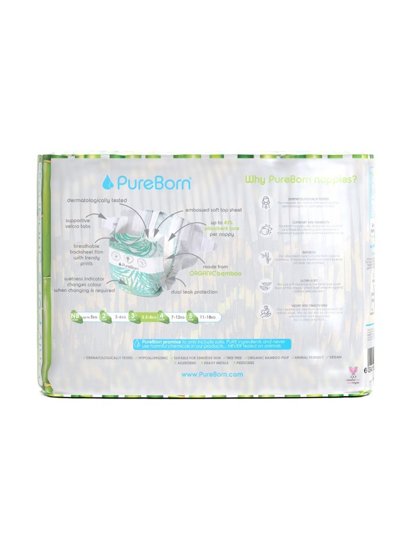 PureBorn Organic Diapers Size-3 5.5-8kg Single Pack Leopard Print 28 Diapers  - Image 2