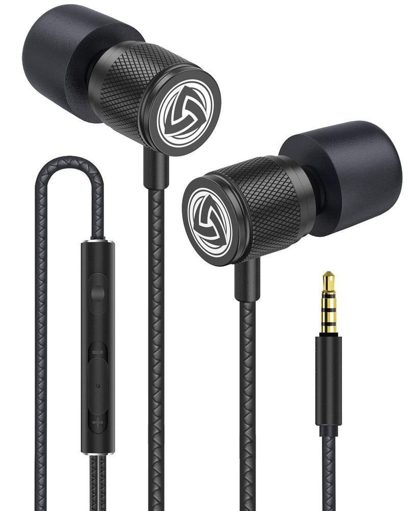 LUDOS Ultra Wired Earbuds in-Ear Headphones, 5 Years Warranty, Earphones with Microphone, Noise Isolating Ear Buds, Memory Foam for iPhone, Samsung, School Students, Kids, Women, Small Ears - Black - Image 1