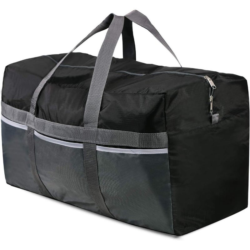 Travel bag for outdoor sports, waterproof polyester, black, foldable lightweight design with 75L/96L/100L capacity - Image 1