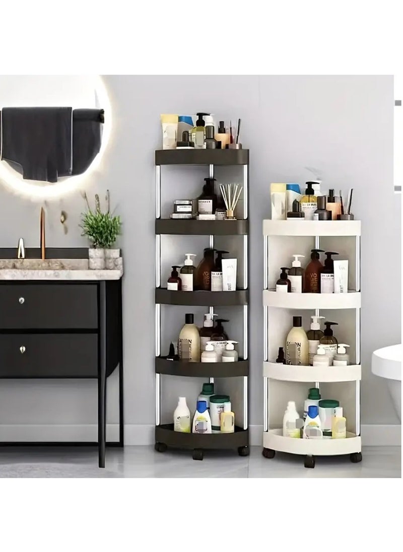 Corner Storage Shelf Bathroom, 5 Tiers Movable Storage Rack with Detachable Rolling Wheels, Large Capacity Space Saving Corner Organizer, Hollow-Out Drainage Hole Design, Black - pzsku/ZA62117068D995F85FFC3Z/45/_/1723445645/f05791a7-2bd0-4c0a-833b-987d4c848c1f