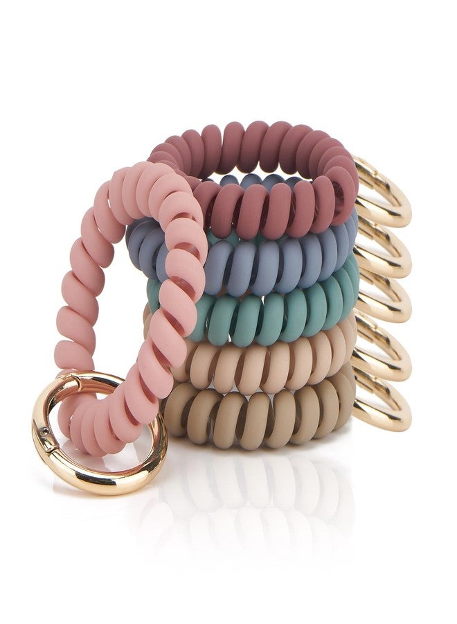 QIUTIMIY 6PCS Wristlet Keychain(Matte Medium), Colorful Spiral Coil Hair Tie for Women, Sauna Accessaries Wrist Coil Key Ring Key Holder - Image 1