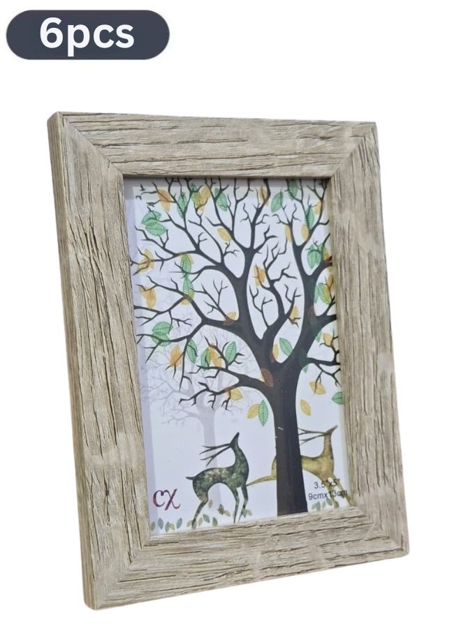 Happy Home 6 pcs 9x13cm Picture Frame – Wall Hanging Photo Frame for 3.5"x5" Pictures with Mat or 9x13cm Without Mat | Classic & Durable Design for Home or Office Décor - Image 1