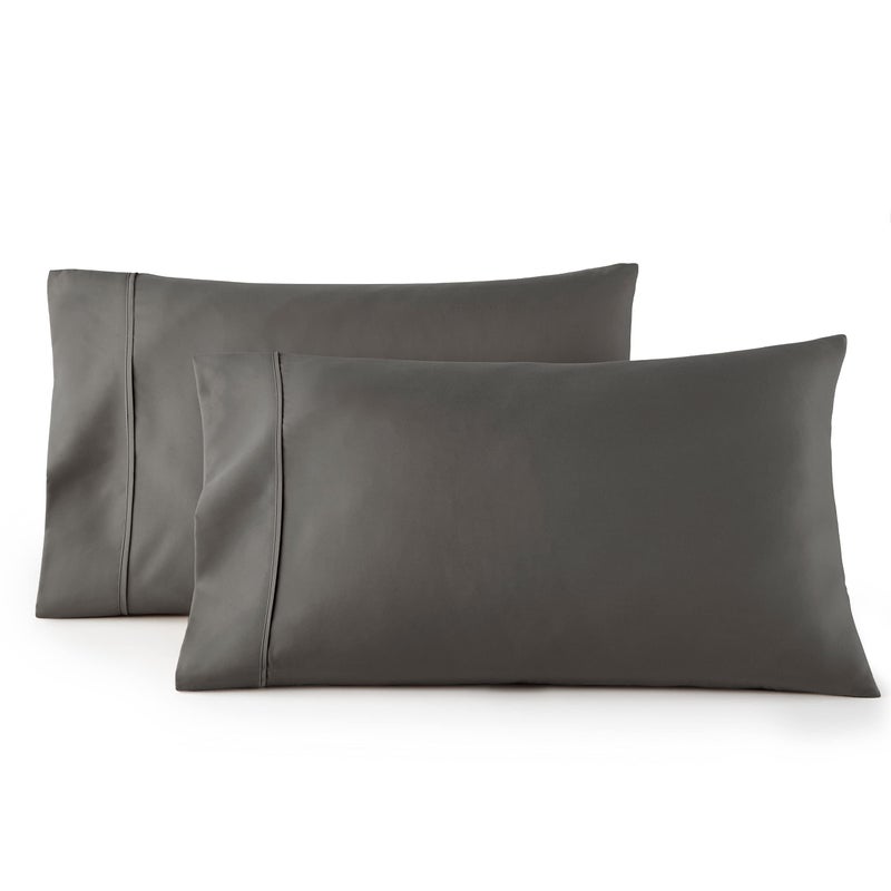 HC Collection Pillow Cases Standard SizeQueen Size Set of 2 Microfiber Extra Soft Pillowcases Easy Care Machine Washable Gray