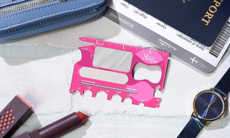 Wallet Ninja 2.0 (Advanced 20-in-1 Multitool, Now With Mirror + Nail File) (Pink) - Image 2