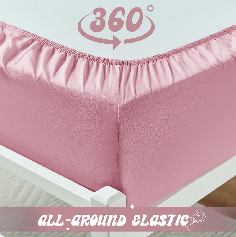 VACVELT Cot Fitted Sheet, 31 x 75 Inch Pink Cot Sheets, Ultra Soft and Breathable Microfiber Bed Cover Snug Fit for Narrow Twin/RV Bunk/Camper Bunk/Guest Beds/Trifold Mattress - Image 4