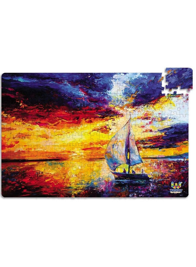 Webby Kids Sailboat in Sunset Painting Wooden Jigsaw Puzzle, 252 Pieces - Image 3