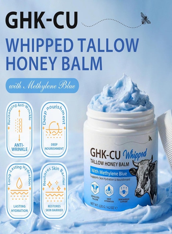 IFUDOIT Copper Peptide GHK-Cu Beef Tallow for Skin 4.2 Oz - Tallow and Honey Balm with Methylene Blue, Manuka Honey, Vitamin E - Natural Face and Body Moisturizer for Mature, Dry, Sensitive Skin - Image 2