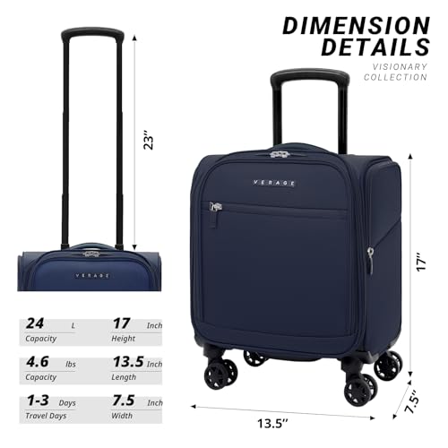 Verage Underseat Carry On Luggage with Wheels & USB Port,14 inch Wheeled Spinner Carry-on Luggages Bags for Airlines, Lightweight Overnight Suitcase for Men Women (14-Inch Compact Underseat Pro) - Image 2