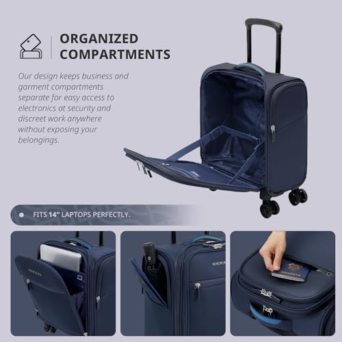 Verage Underseat Carry On Luggage with Wheels & USB Port,14 inch Wheeled Spinner Carry-on Luggages Bags for Airlines, Lightweight Overnight Suitcase for Men Women (14-Inch Compact Underseat Pro) - Image 4