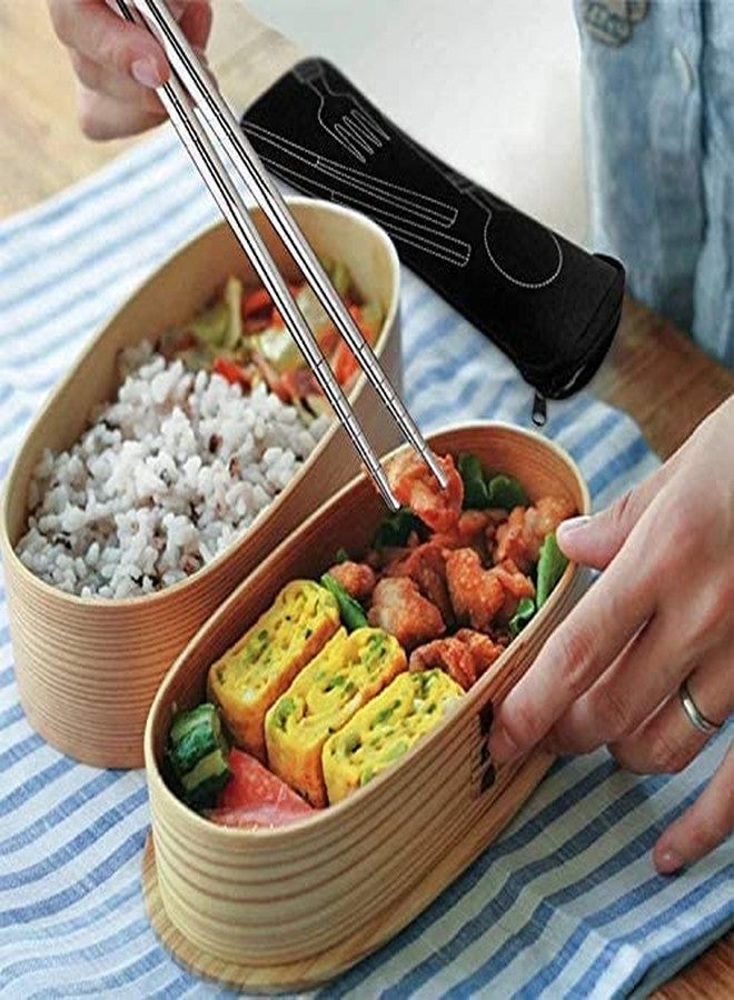 SPRADE Set of 5 Pairs Designer Printed Round Stainless Steel Reusable Chopsticks Chinese Dinner Ware Item - Image 3