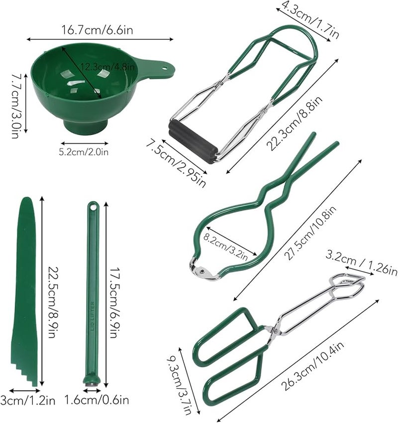 6PCS Canning Supplies Starter Kit with Jar Lifter Funnel Wrench Tongs for Beginners - Image 5