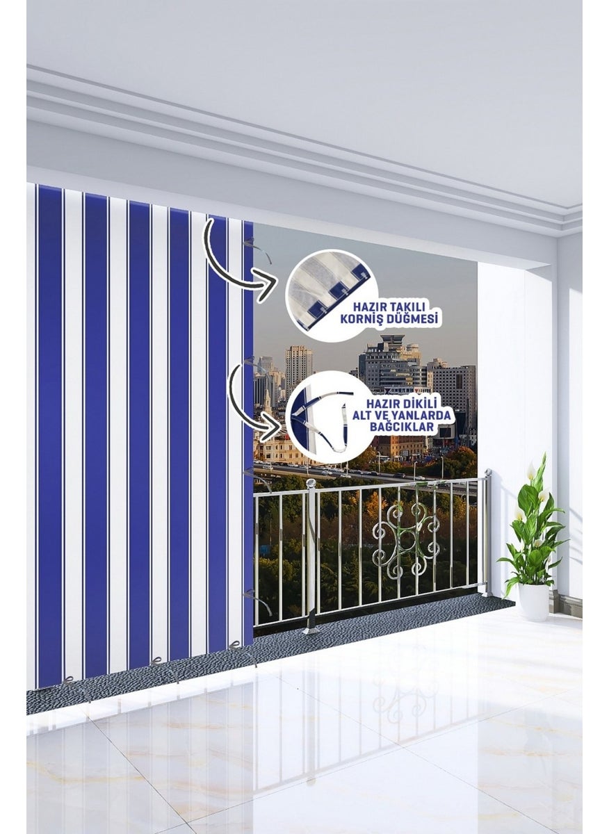 AL-CA HOME - 210 x 200 cm Blue Colored Balcony Curtain - Image 1