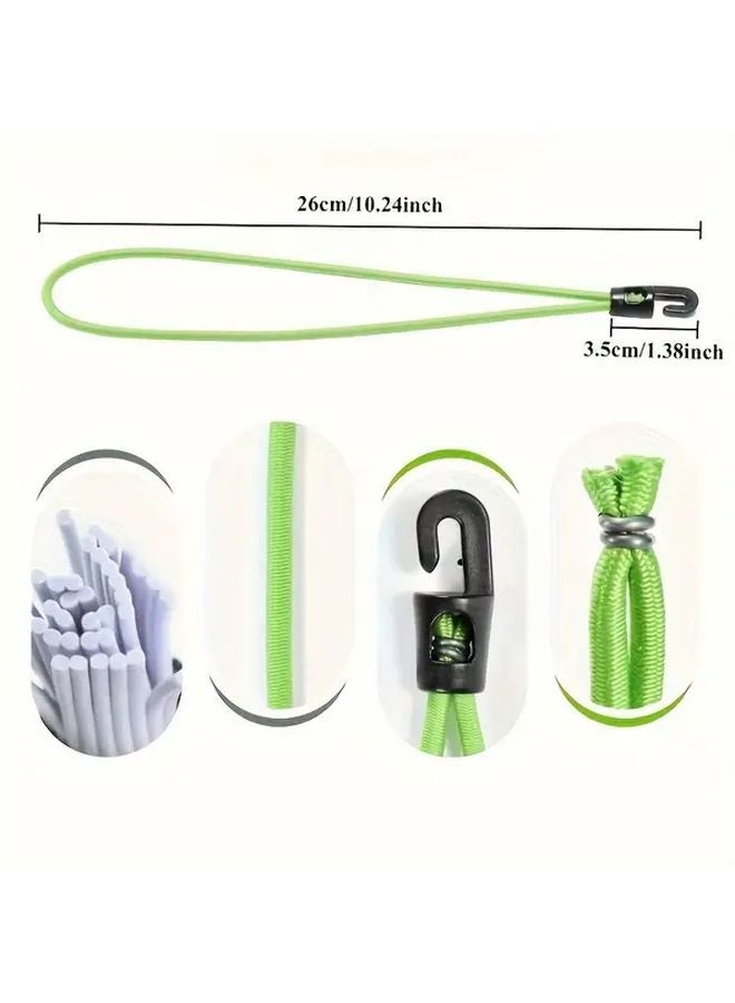 Green Set of 8 Elastic Cords with Hooks Adjustable Straps for Home Travel Camping - Image 3