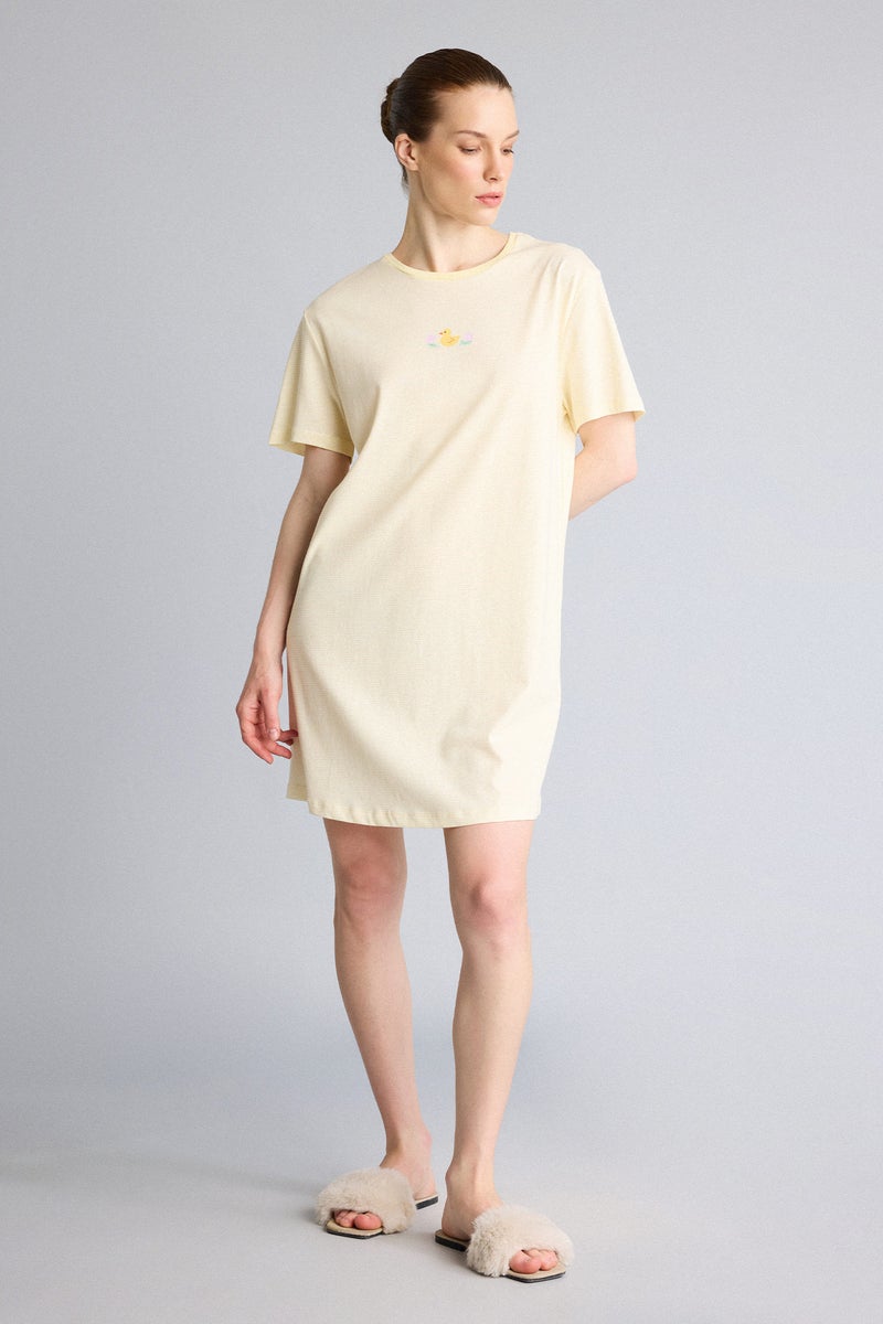 DeFacto Yellow Woman Regular Fit Crew Neck Knitted Dress Casual - Image 2
