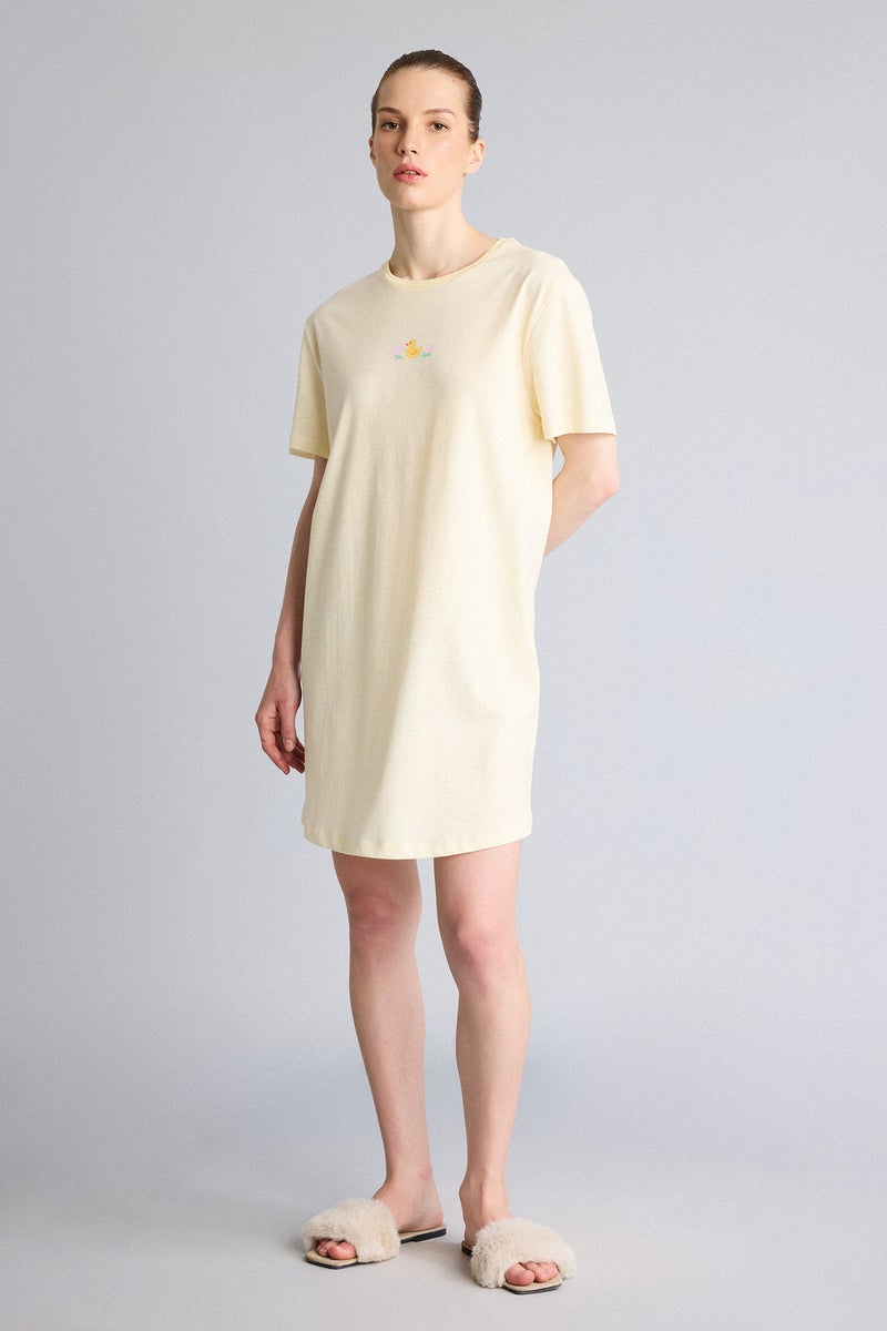 DeFacto Yellow Woman Regular Fit Crew Neck Knitted Dress Casual - Image 1