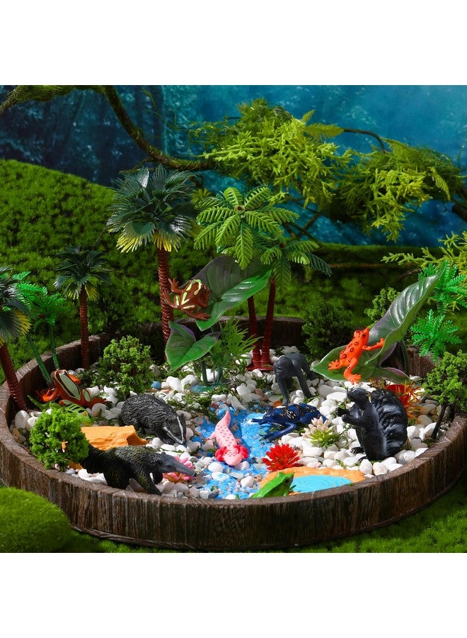 Sratte 26 Pcs Rainforest Animals Figures Playset Include Jungle Animals Figures Model Trees Rain Forest Diorama Project Supplies for Cake Topper Toddlers Gift Birthday Party Decor(Tray Not Included) - Image 5