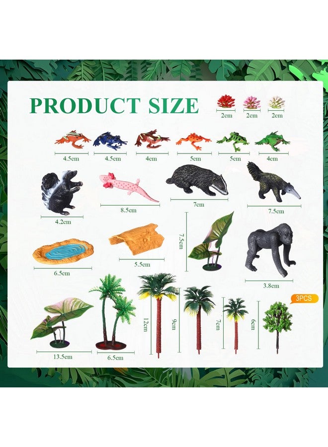 Sratte 26 Pcs Rainforest Animals Figures Playset Include Jungle Animals Figures Model Trees Rain Forest Diorama Project Supplies for Cake Topper Toddlers Gift Birthday Party Decor(Tray Not Included) - Image 2